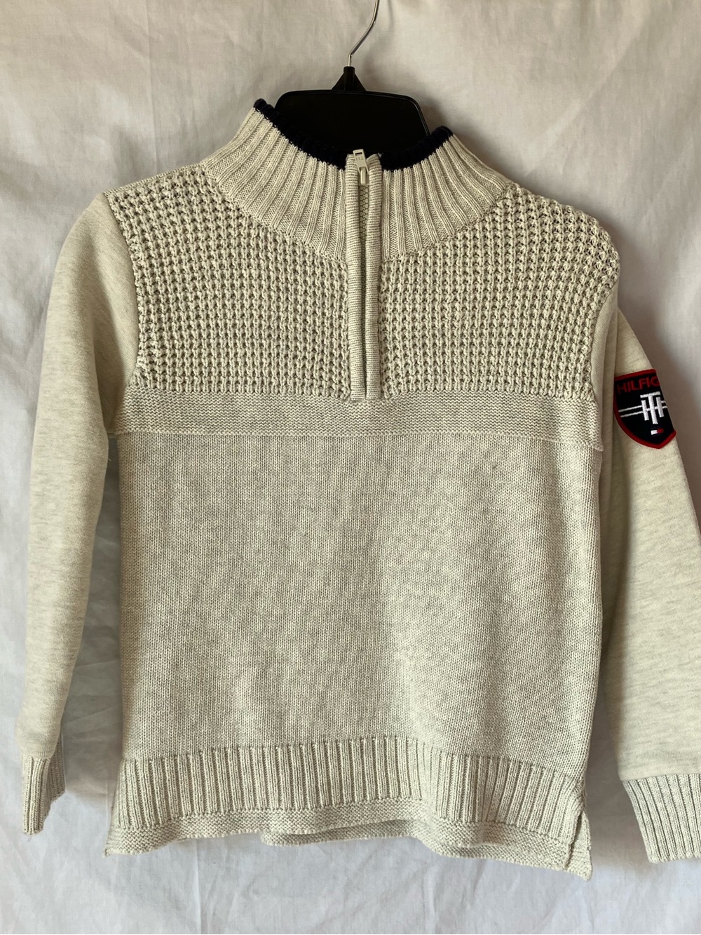 NWT Tommy Hilfiger Boys Oat Heather 1/4 Zip Mock Neck Sweater Size 6